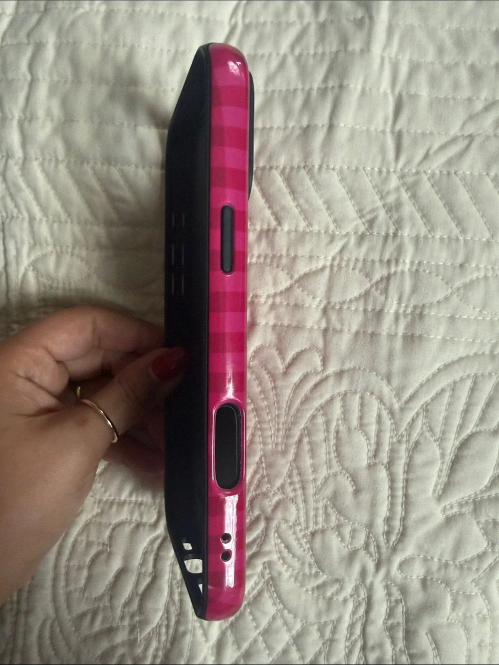 Fragola Hot Pink Plaid Phone Case with Glossy Finish